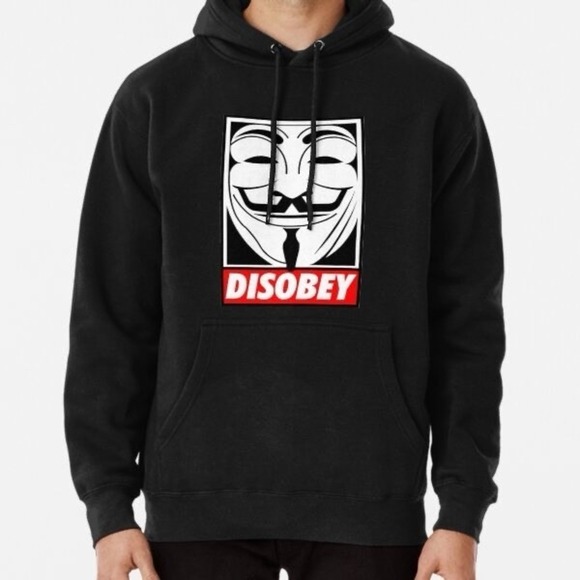 Guy Fawkes Hoodie Men M Disobey Anarchy V For Vendetta Hacker Political Graphic - Picture 6 of 10